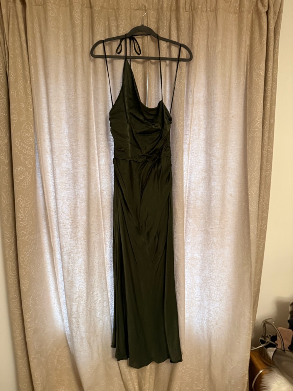 Shona Joy Giorgio Asymmetrical Satin Slip Midi Dress - Picture 3 of 7